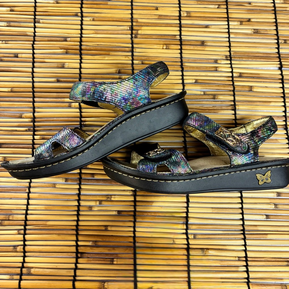 Alegria‎ Vienna Multi Color Iridescent Snake Leather Sandals VIE-155 Womens 35